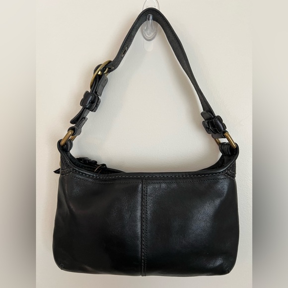 COACH Bleecker 11415 Smooth Black Leather Shoulder Bag Tattersall Lining - Picture 5 of 13